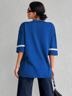 Tirza - Oversized V-Neck Varsity Sport Shirt