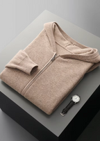 Premium Extra-Fine Merino Wool Ribbed Zip-Up Hoodie