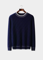 Premium Extra-Fine Merino Wool Jacquard Crew Neck Sweater