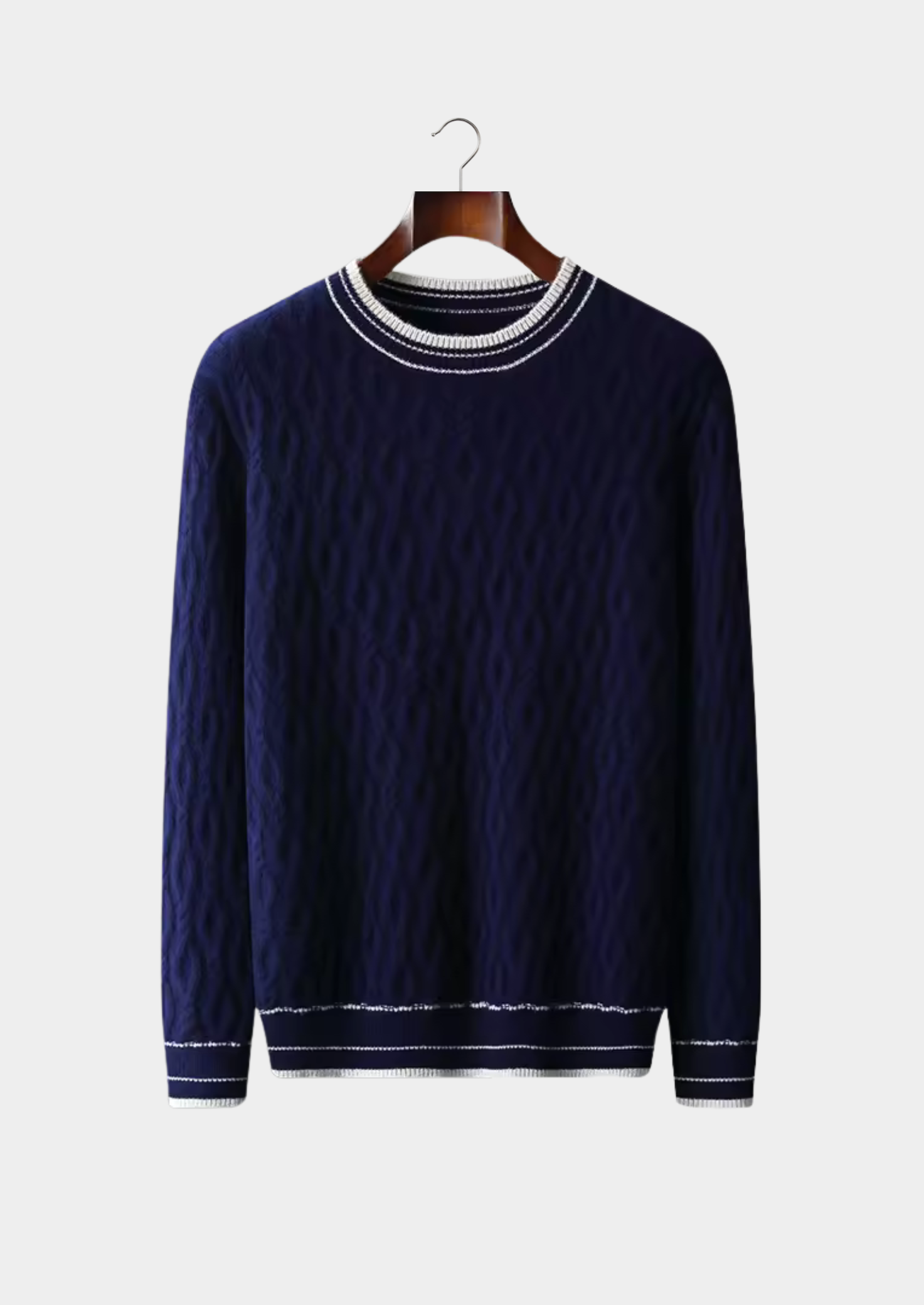 Premium Extra-Fine Merino Wool Jacquard Crew Neck Sweater