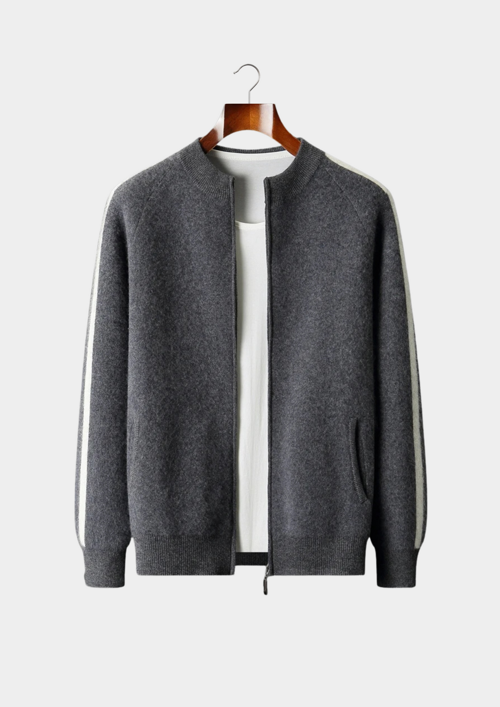 Premium Extra-Fine Merino Wool Striped Cardigan
