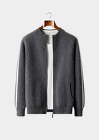 Premium Extra-Fine Merino Wool Striped Cardigan