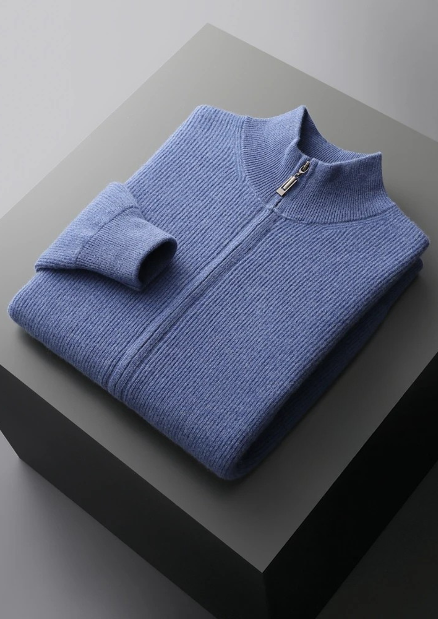 Premium Extra-Fine Merino Wool Ribbed Zip Cardigan
