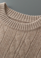 Premium Extra-Fine Merino Wool Cable Knit Crewneck