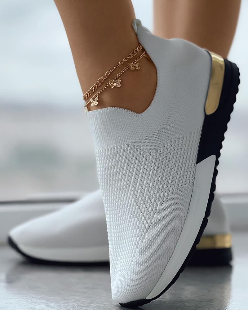 Aimee - Gold-Accented Slip-On Sneakers