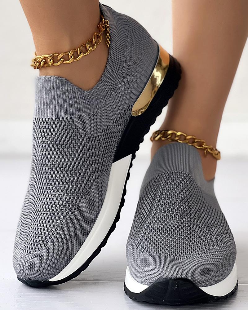 Aimee - Gold-Accented Slip-On Sneakers