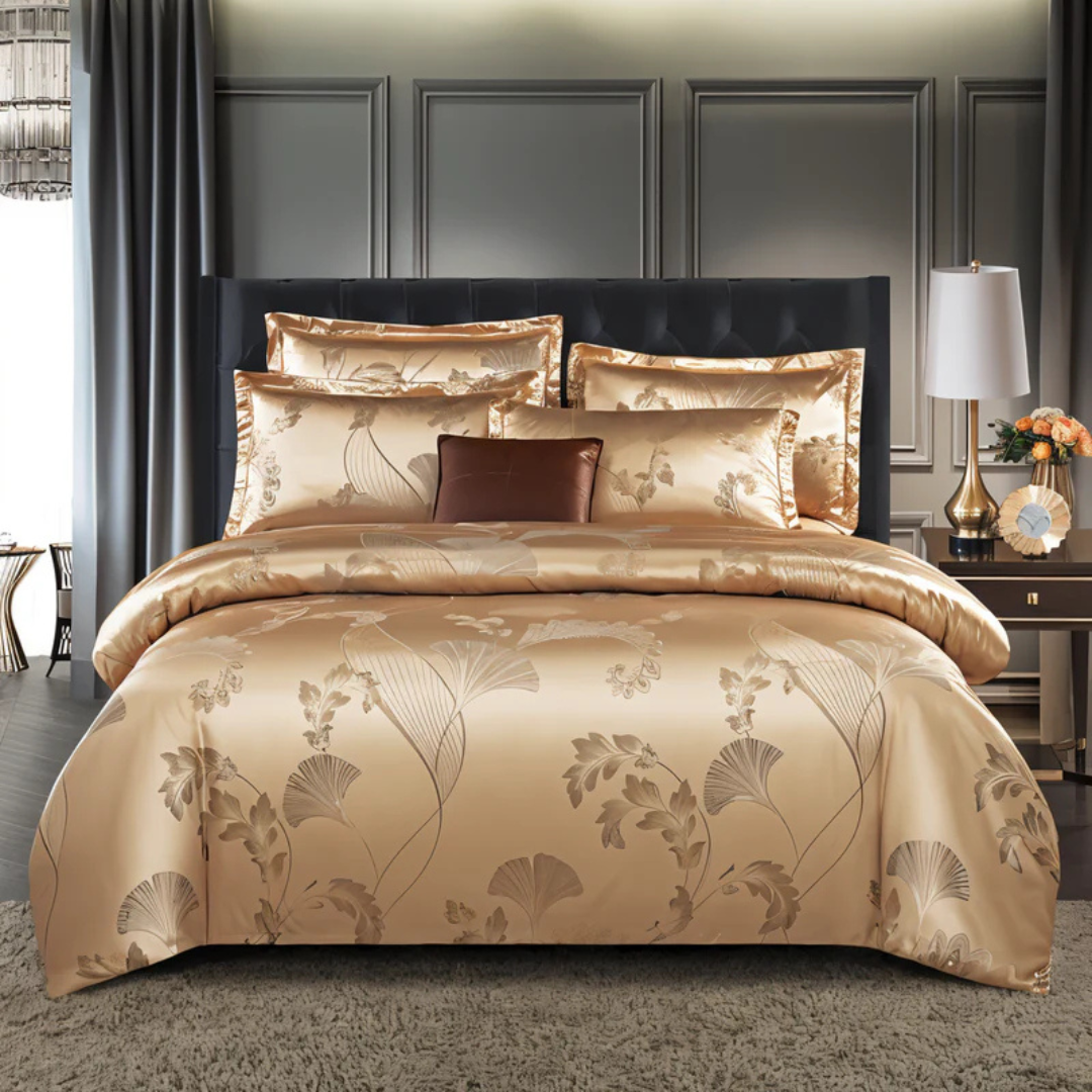 Delicate Satin Duvet Cover with Floral Design