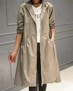 Women's Hooded Mid-Length Waterproof Raincoat