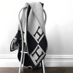 Luxurious Gold Cashmere and Wool Throw Blanket