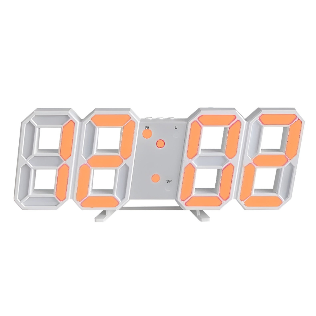Contemporary 3D LED Wall Clock with Digital Display and User-Friendly Controls