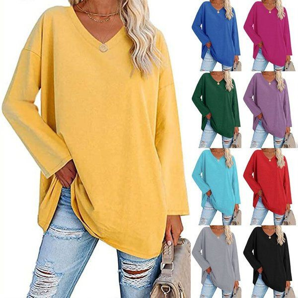 Women's Relaxed Fit V-Neck Oversized Sweater