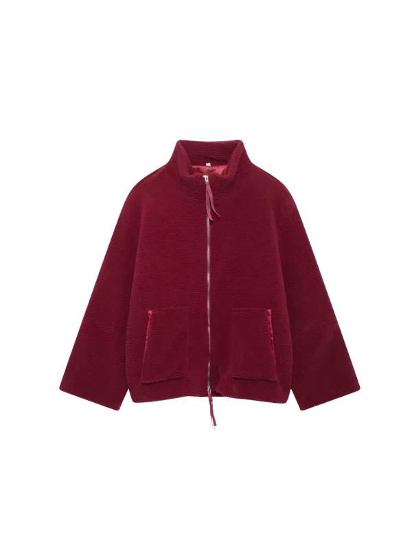 Cozy Oversized Women's Winter Jacket with Zipper and Pockets