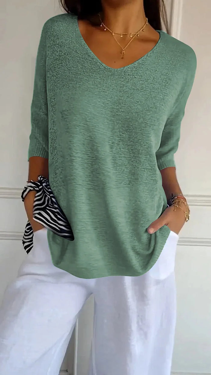 Chiara | Cozy V-Neck Knitted Top for Women