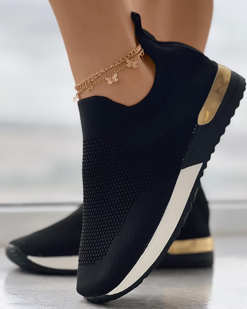 Aimee - Gold-Accented Slip-On Sneakers