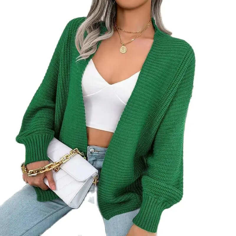 Relaxed Women's Open-Front Cardigan with Long Sleeves