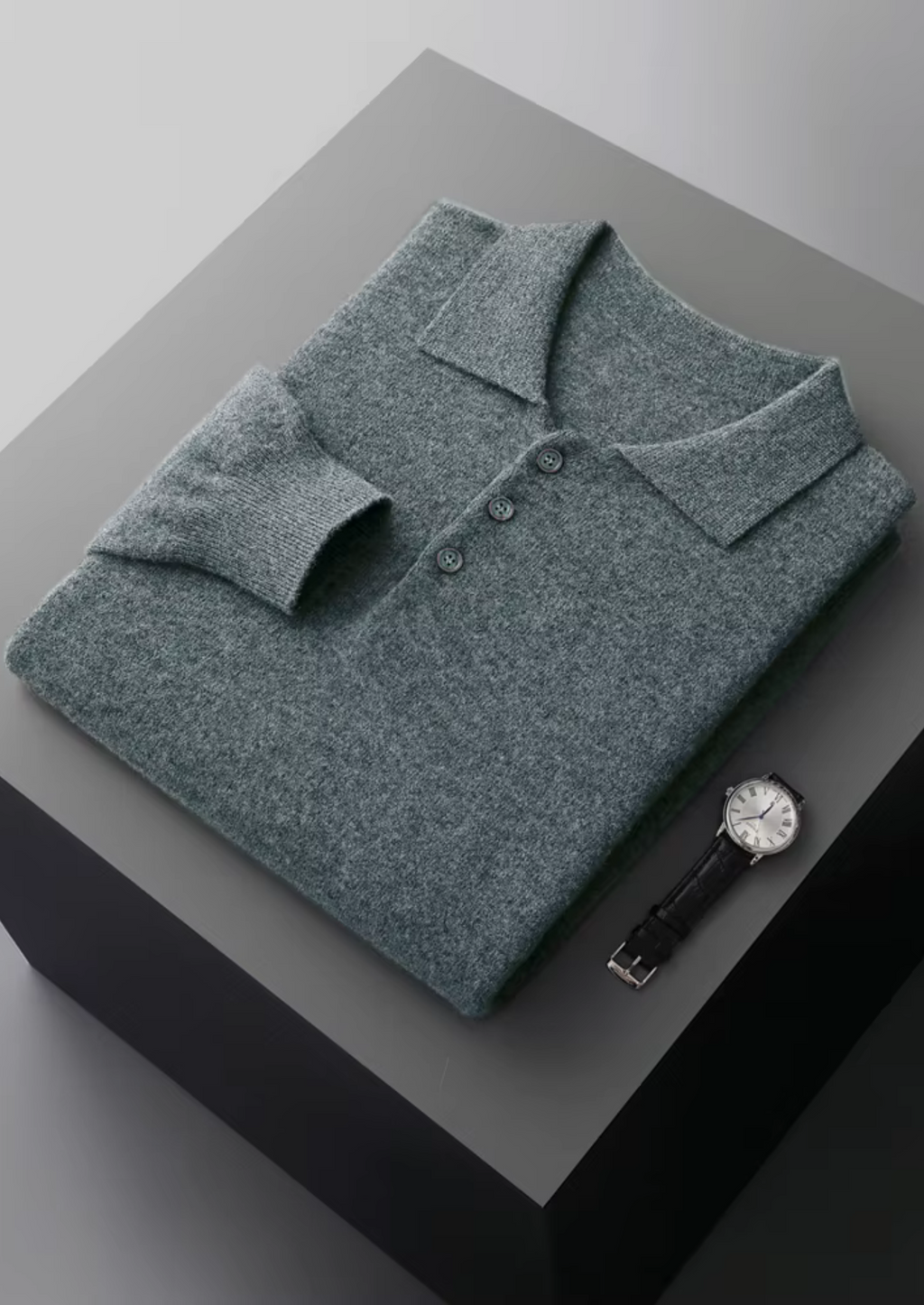 Classic Polo Sweater in Pure Extra-Fine Merino Wool