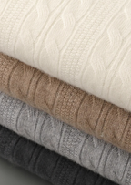 Premium Extra-Fine Merino Wool Cable Knit Crewneck