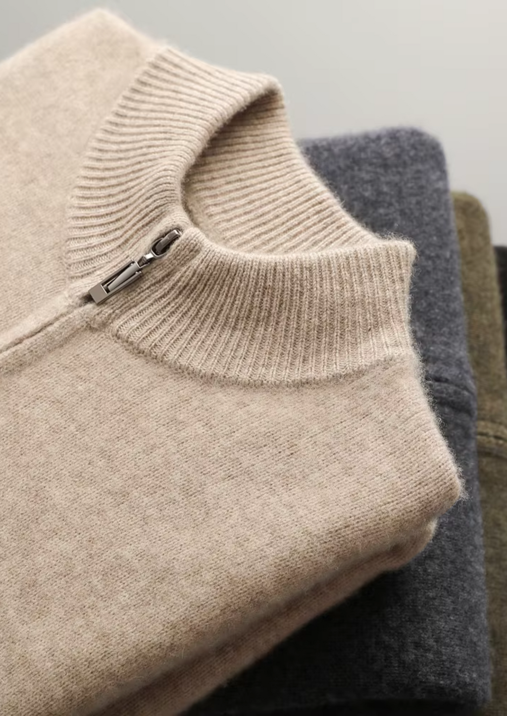 Premium Extra-Fine Merino Wool Zipper Cardigan