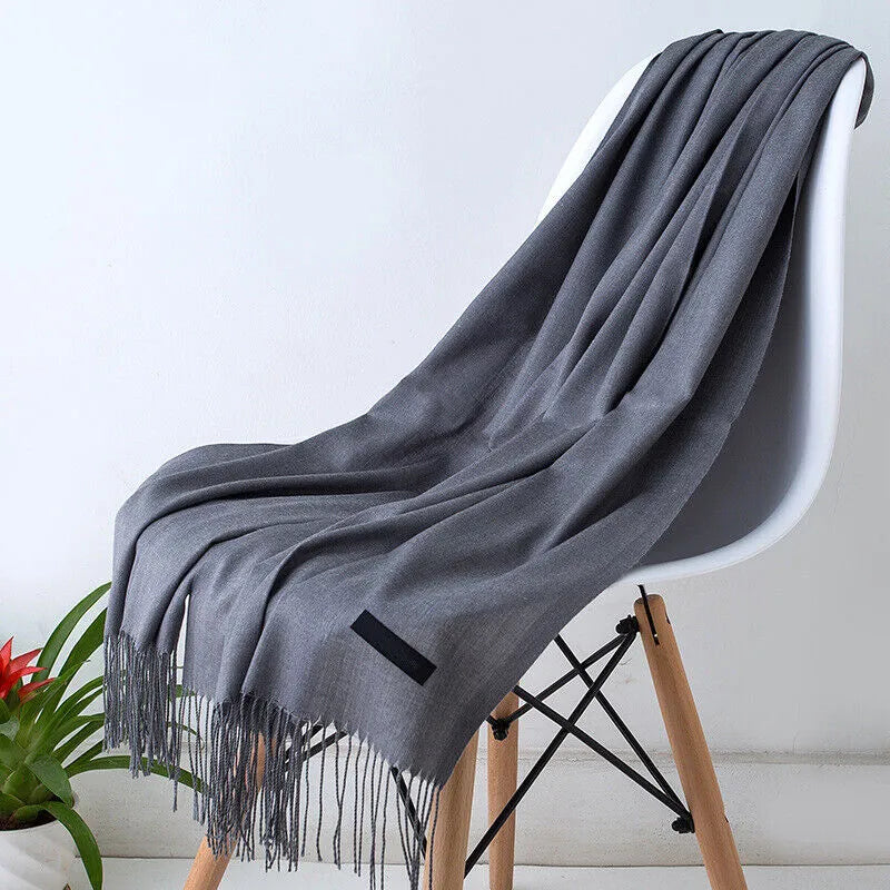 Cozy Women's Long Scarf with Fringed Edges