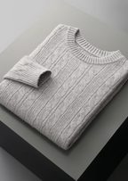 Premium Extra-Fine Merino Wool Cable Knit Crewneck