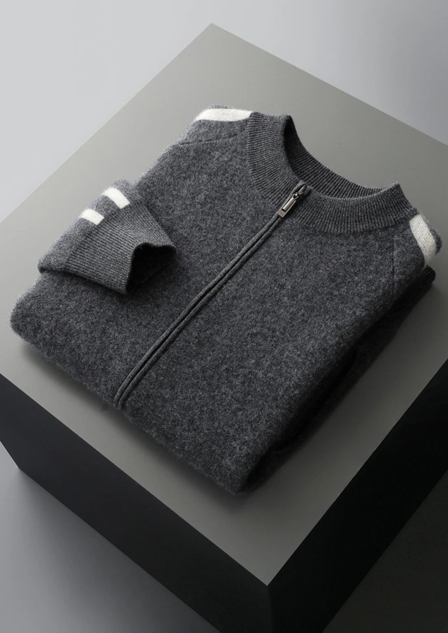 Premium Extra-Fine Merino Wool Striped Cardigan