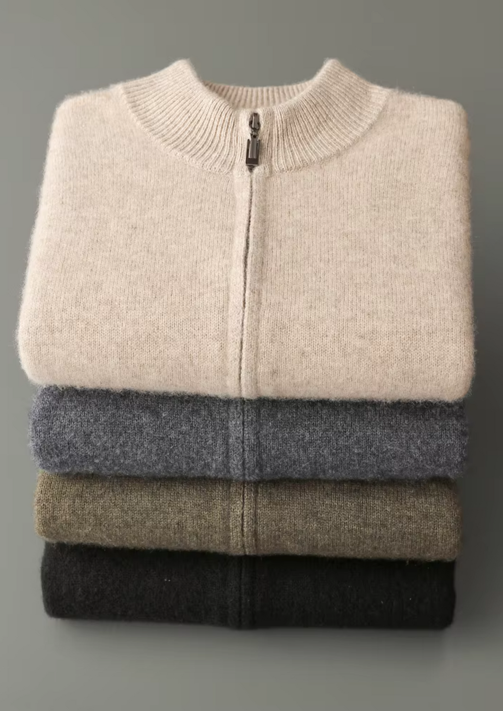 Premium Extra-Fine Merino Wool Zipper Cardigan