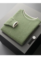 Premium Extra-Fine Merino Wool Two-Tone Crew Neck Sweater