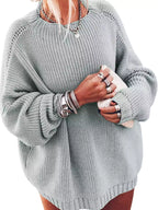 Cozy Oversized Women's Knit Set: Sweater and Mini Skirt