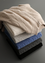 Premium Extra-Fine Merino Wool Cable Knit Half Zip