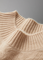 Premium Extra-Fine Merino Wool Jacquard Mock Neck Sweater