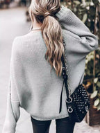 Cozy Oversized Women's Knit Set: Sweater and Mini Skirt