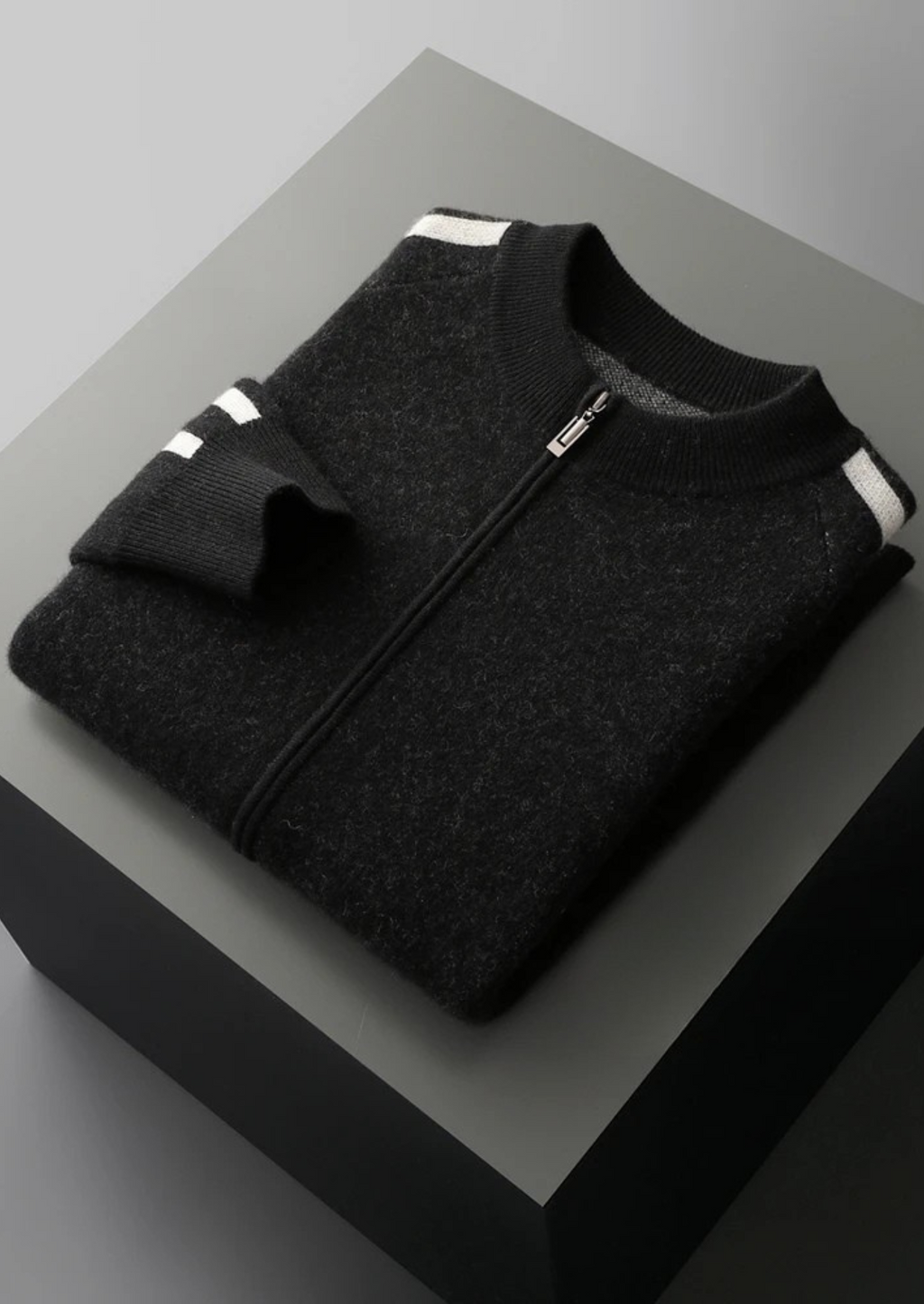Premium Extra-Fine Merino Wool Striped Cardigan