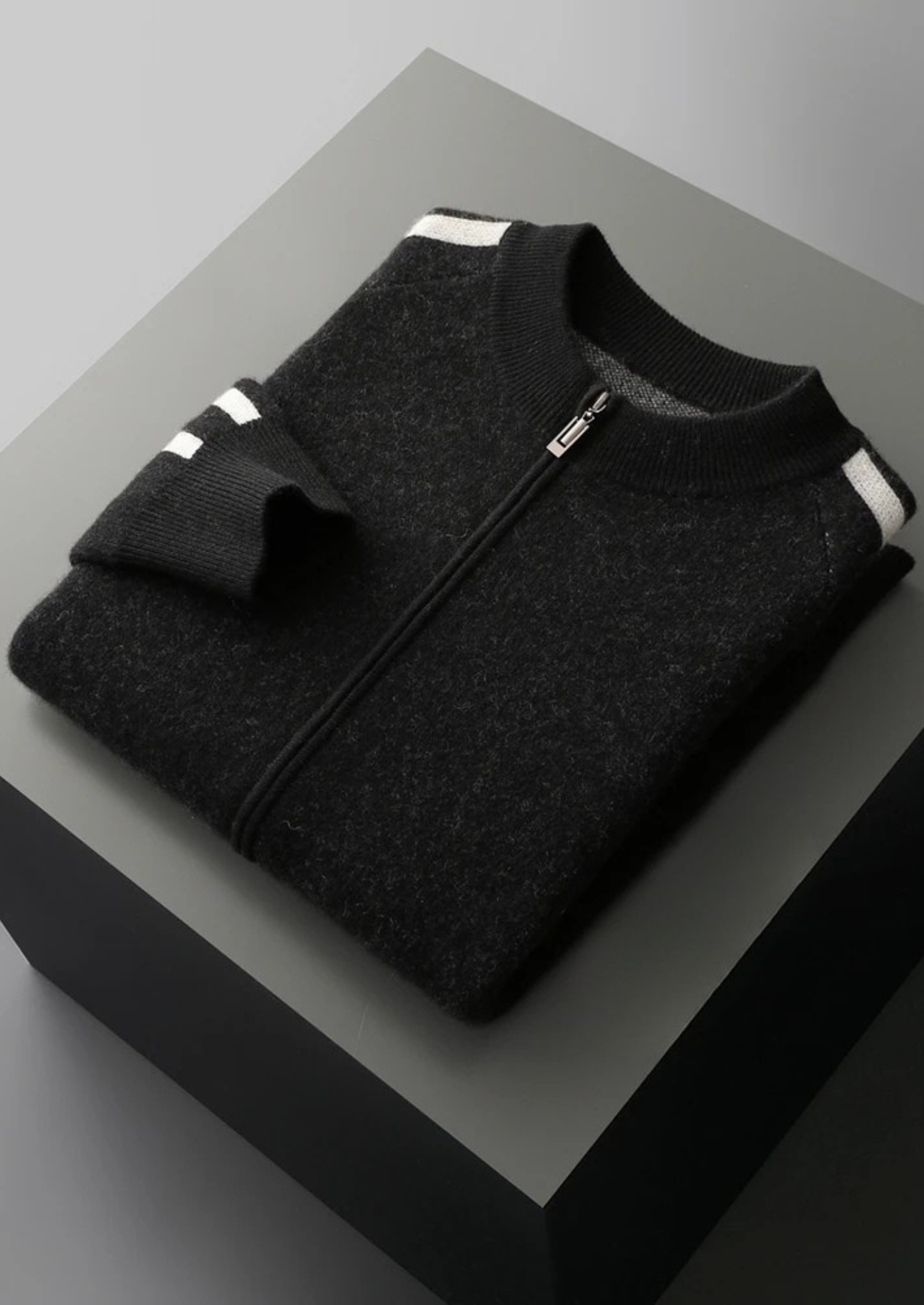Premium Extra-Fine Merino Wool Striped Cardigan