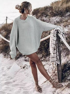 Cozy Oversized Women's Knit Set: Sweater and Mini Skirt