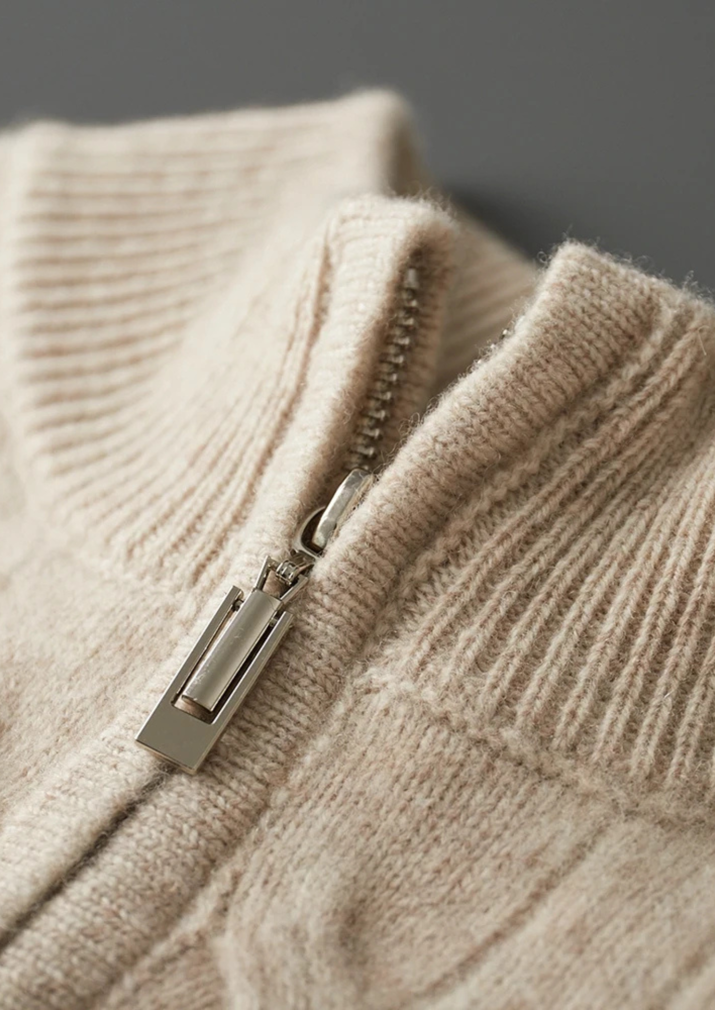 Premium Extra-Fine Merino Wool Cable Knit Half Zip