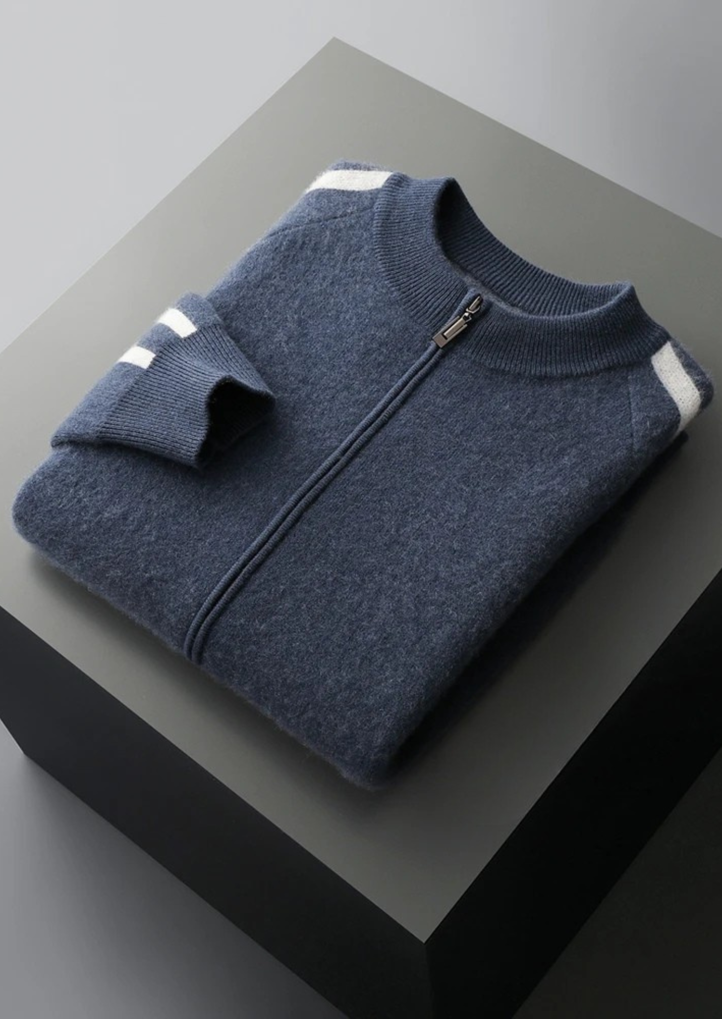Premium Extra-Fine Merino Wool Striped Cardigan