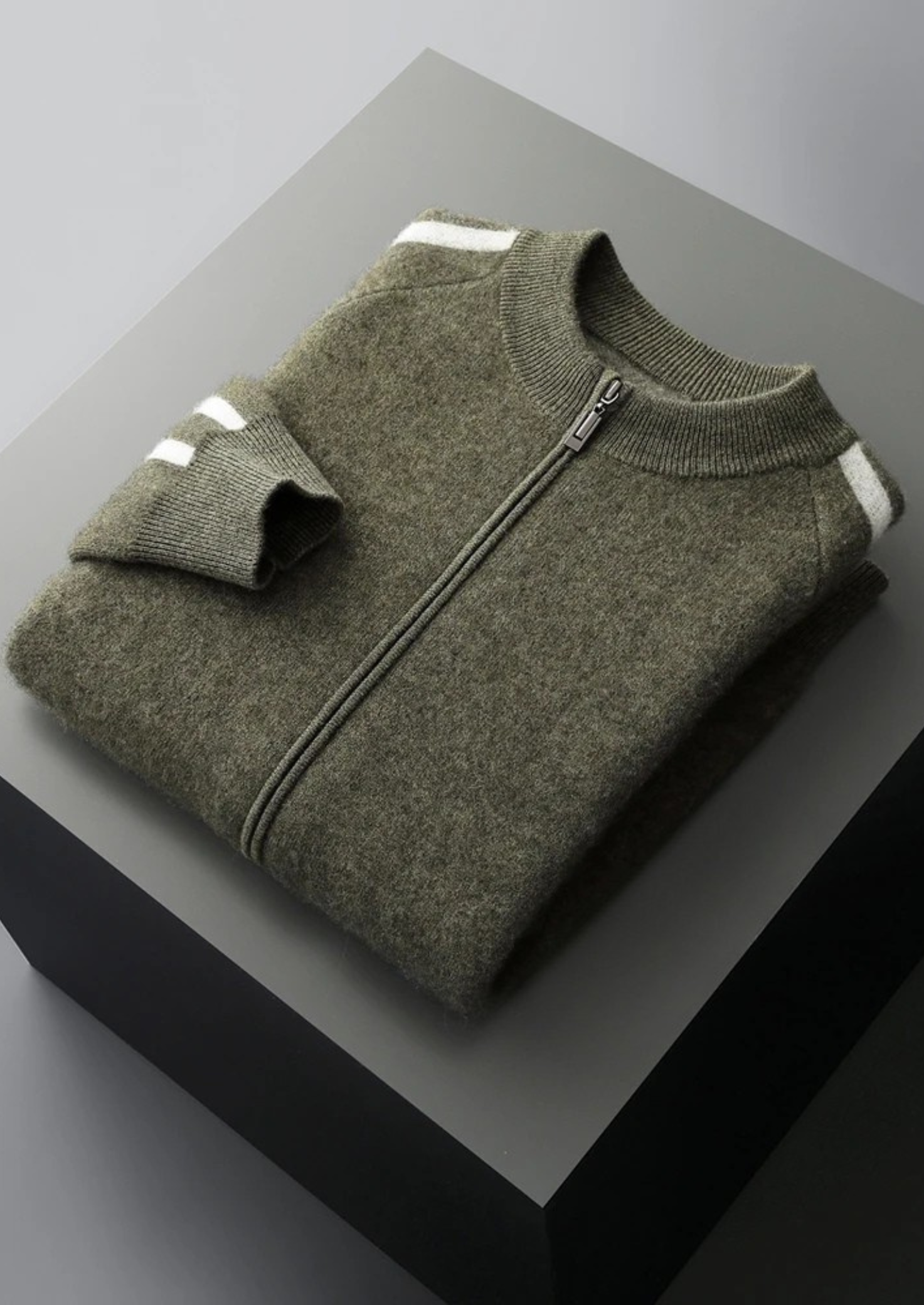 Premium Extra-Fine Merino Wool Striped Cardigan