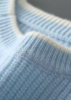 Premium Extra-Fine Merino Wool Two-Tone Crew Neck Sweater