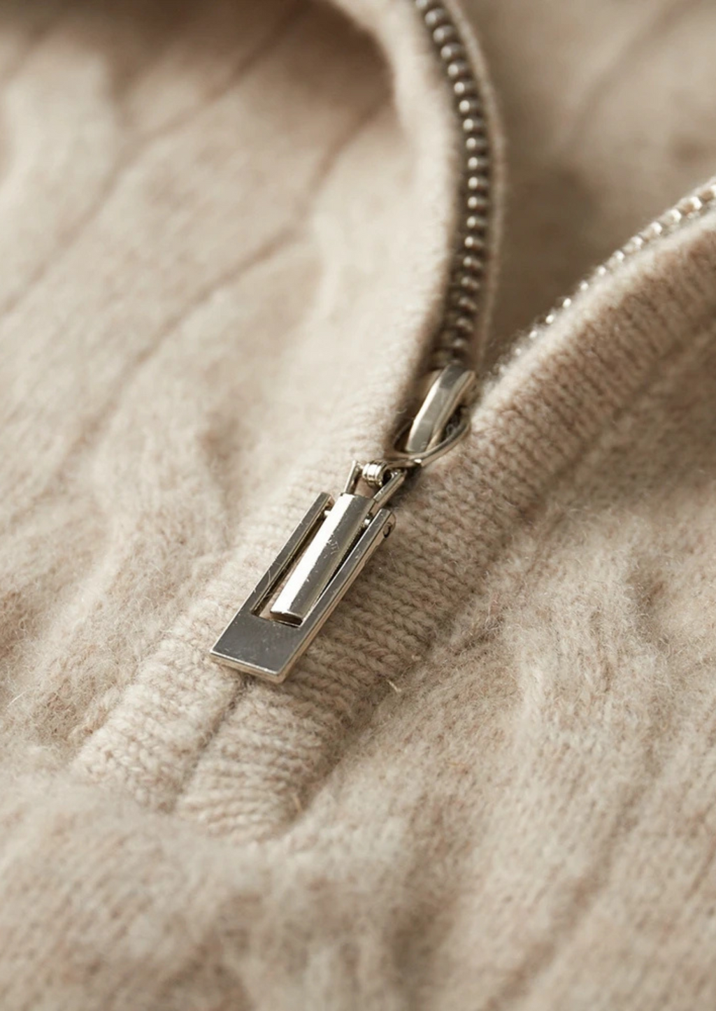 Premium Extra-Fine Merino Wool Cable Knit Half Zip