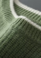 Premium Extra-Fine Merino Wool Two-Tone Crew Neck Sweater