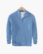 TAEBAEK Zip-Up Cable Knit Sweater