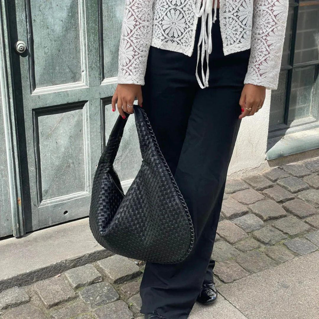 Vegan Leather Woven Handbag