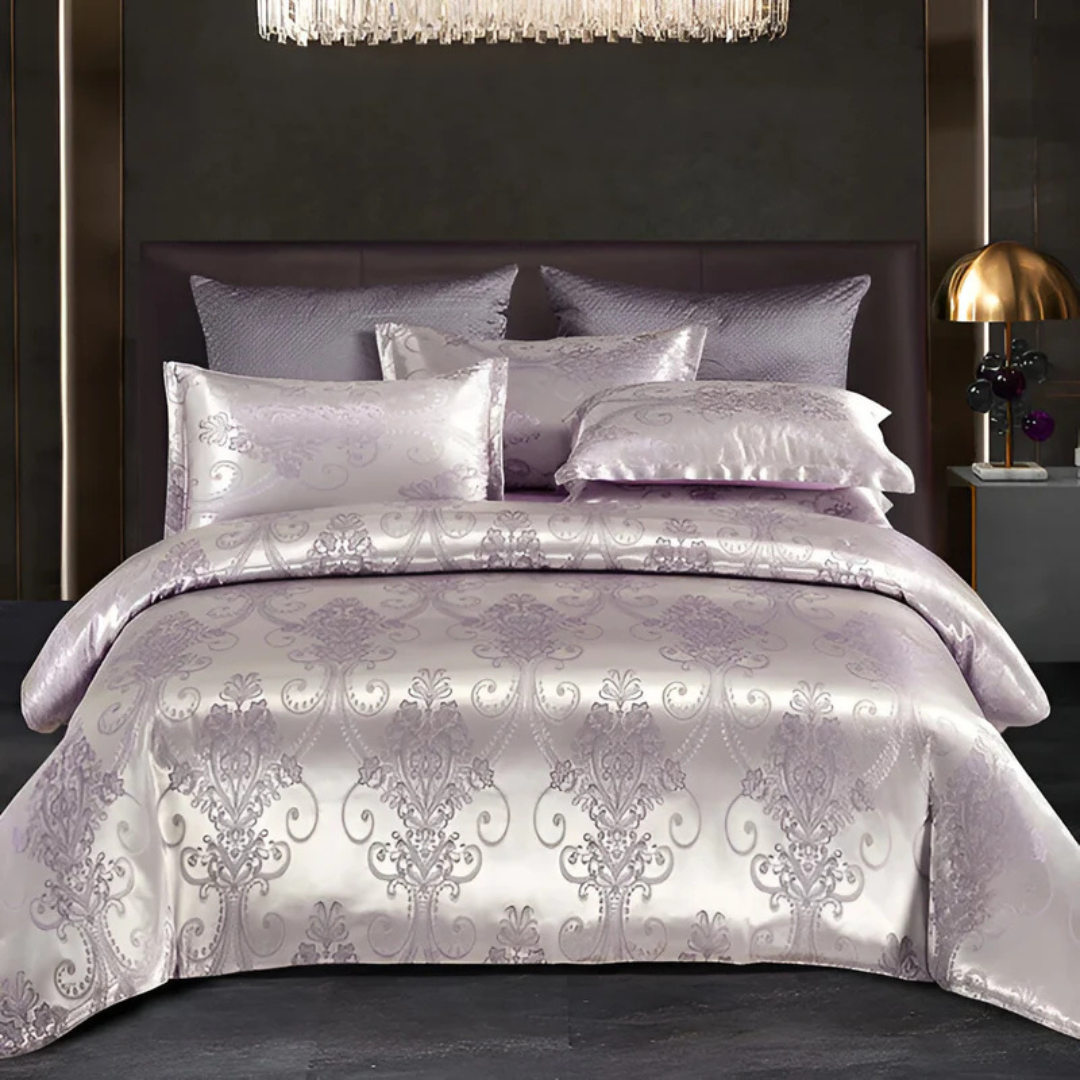 Delicate Satin Duvet Cover with Floral Design