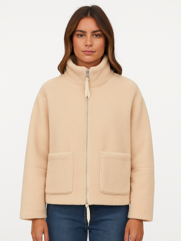 Cozy Oversized Women's Winter Jacket with Zipper and Pockets