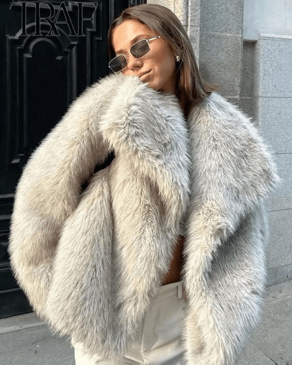 Plush Oversized Faux Fur Winter Coat for Women
