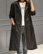 Women's Hooded Mid-Length Waterproof Raincoat