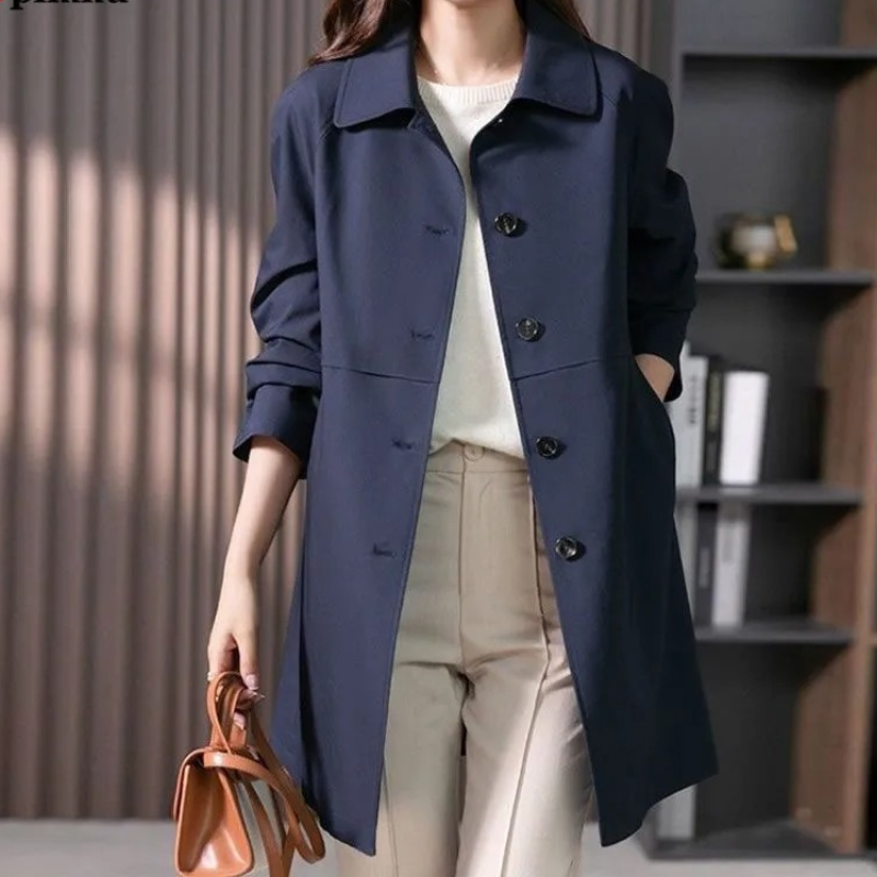 Women's Lightweight Button-Up Trench Coat