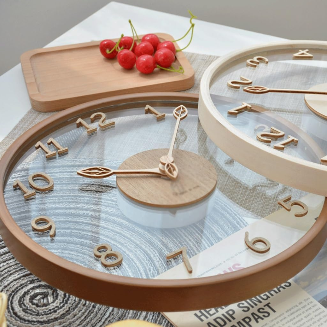 Contemporary Wooden Clock with Glass Front - Metron