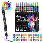 Double-Sided Acrylic Markers – 36 Markers, 72 Vivid Colors, Smudge-Free