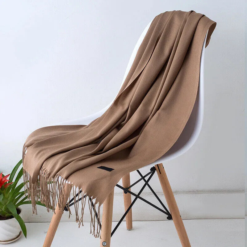 Cozy Women's Long Scarf with Fringed Edges